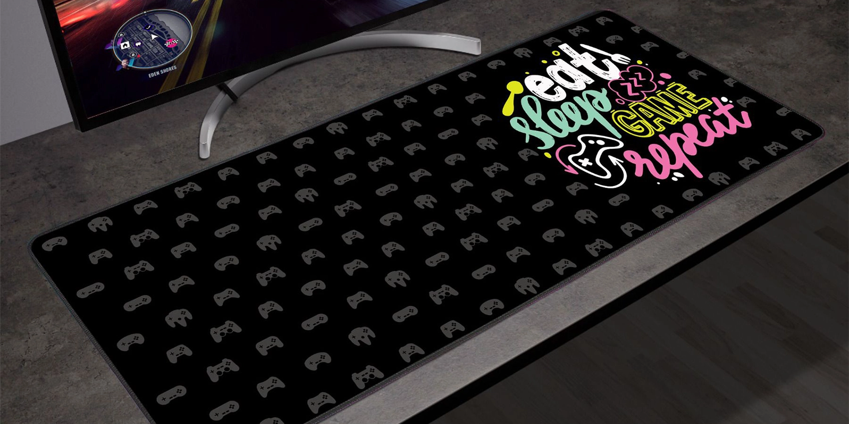 GamerTek Eat Sleep Game Desk Mat
